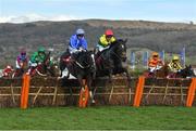 15 March 2018; Penhill, left, with Paul Townend up, jumps the last alongside Supasundae, with Robbie Power up, who finished second, on their way to winning the Sun Bets Stayers' Hurdle om Day Three of the Cheltenham Racing Festival at Prestbury Park in Cheltenham, England. Photo by Ramsey Cardy/Sportsfile