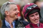 15 March 2018; Jockey Jack Kennedy and owner Michael O'Leary after winning the JLT Novices’ Chase with Shattered Love on Day Three of the Cheltenham Racing Festival at Prestbury Park in Cheltenham, England. Photo by Ramsey Cardy/Sportsfile