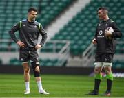 16 March 2018; Conor Murray, left, and Peter O’Mahony during the Ireland rugby captain's run at Twickenham Stadium in London, England. Photo by Brendan Moran/Sportsfile