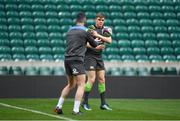 16 March 2018; Garry Ringrose, right, and Rob Kearney during the Ireland rugby captain's run at Twickenham Stadium in London, England. Photo by Brendan Moran/Sportsfile