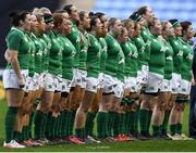 16 March 2018; Ireland players stand for the national anthem prior to the Women's Six Nations Rugby Championship match between England and Ireland at the Ricoh Arena in Coventry, England. Photo by Harry Murphy/Sportsfile