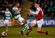 16 March 2018; Dean Clarke of St Patrick's Athletic is tackled by Ethan Boyle of Shamrock Rovers during the SSE Airtricity League Premier Division match between Shamrock Rovers and St Patrick's Athletic at Tallaght Stadium in Tallaght, Dublin. Photo by Eóin Noonan/Sportsfile