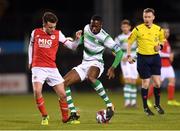 16 March 2018; Dan Carr of Shamrock Rovers is tackled by Darragh Markey of St Patrick's Athletic during the SSE Airtricity League Premier Division match between Shamrock Rovers and St Patrick's Athletic at Tallaght Stadium in Tallaght, Dublin. Photo by Eóin Noonan/Sportsfile
