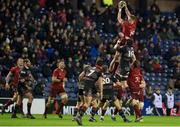 16 March 2018; Darren O'Shea of Munster claims a line-out during the Guinness PRO14 Round 17 match between Edinburgh and Munster at the BT Murrayfield Stadium in Edinburgh, Scotland. Photo by Kenny Smith/Sportsfile