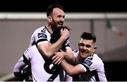 16 March 2018; Dundalk players, Stephen O'Donnell, Patrick Hoban, 9, and Ronan Murray celebrate their late goal during the SSE Airtricity League Premier Division match between Dundalk and Waterford at Oriel Park in Dundalk, Louth. Photo by Stephen McCarthy/Sportsfile