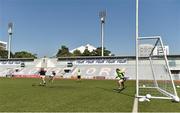 17 March 2018; Nicole Owens, Dublin & 2017 All-Stars, takes a penalty against Noelle Gormley, Sligo & 2016 All-Stars, during the 2016 All-Stars v 2017 All-Stars Exhibition match during the TG4 Ladies Football All-Star Tour 2018. Chulalongkorn University Football Club Stadium, Bangkok, Thailand. Photo by Piaras Ó Mídheach/Sportsfile