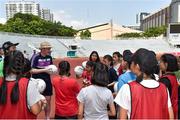 17 March 2018; William Harmon, LGFA, during a coaching session with local children before the 2016 All-Stars v 2017 All-Stars Exhibition match on the TG4 Ladies Football All-Star Tour 2018. Chulalongkorn University Football Club Stadium, Bangkok, Thailand. Photo by Piaras Ó Mídheach/Sportsfile