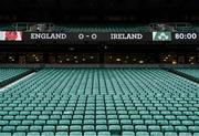 17 March 2018; A general view of the scoreboard prior to the NatWest Six Nations Rugby Championship match between England and Ireland at Twickenham Stadium in London, England. Photo by Brendan Moran/Sportsfile