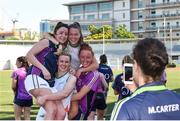 17 March 2018; Martha Carter, Mayo, takes a photograph of, from left, Eimear Scally, Cork, Fiona McHale, Mayo, Sarah Rowe, Mayo, and Aishling Moloney, Tipperary, after the 2016 All-Stars v 2017 All-Stars Exhibition match on the TG4 Ladies Football All-Star Tour 2018. Chulalongkorn University Football Club Stadium, Bangkok, Thailand. Photo by Piaras Ó Mídheach/Sportsfile