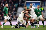 17 March 2018; Garry Ringrose of Ireland is tackled by George Kruis, left, and Kyle Sinckler of England during the NatWest Six Nations Rugby Championship match between England and Ireland at Twickenham Stadium in London, England. Photo by Ramsey Cardy/Sportsfile