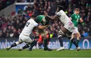 17 March 2018; James Ryan of Ireland is tackled by Ben Te'o, left, and Maro Itoje of England during the NatWest Six Nations Rugby Championship match between England and Ireland at Twickenham Stadium in London, England. Photo by Brendan Moran/Sportsfile