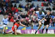 17 March 2018: Cathal King of Na Piarsaigh is tackled by Mark Schutte of Cuala during the AIB GAA Hurling All-Ireland Senior Club Championship Final match between Cuala and Na Piarsaigh at Croke Park in Dublin. Photo by Eóin Noonan/Sportsfile