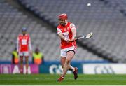 17 March 2018: David Treacy of Cuala scores a free during the closing stages of extra-time, resulting in a draw, during the AIB GAA Hurling All-Ireland Senior Club Championship Final match between Cuala and Na Piarsaigh at Croke Park in Dublin. Photo by Stephen McCarthy/Sportsfile