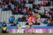 17 March 2018: David Treacy of Cuala watches as he scores a free for his side to draw the game during the AIB GAA Hurling All-Ireland Senior Club Championship Final match between Cuala and Na Piarsaigh at Croke Park in Dublin. Photo by Eóin Noonan/Sportsfile