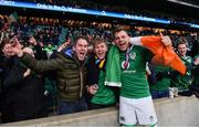 17 March 2018; Jordi Murphy of Ireland celebrates with supporters following the NatWest Six Nations Rugby Championship match between England and Ireland at Twickenham Stadium in London, England. Photo by Ramsey Cardy/Sportsfile