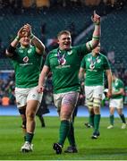 17 March 2018; Ireland players Andrew Porter, left, and Tadhg Furlong celebrate after the NatWest Six Nations Rugby Championship match between England and Ireland at Twickenham Stadium in London, England. Photo by Brendan Moran/Sportsfile