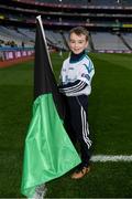17 March 2018: AIB flagbearer Sam McAuliffe, age 10, who won an AIB flag bearer competition to wave on Nemo Rangers sat the AIB Senior Football Club Championship Final between Corofin and Nemo Rangers at Croke Park on St. Patrick's Day. For exclusive content and behind the scenes action of the AIB GAA & Camogie Club Championships follow AIB GAA on Facebook, Twitter, Instagram and Snapchat and www.aib.ie/gaa. Photo by Stephen McCarthy/Sportsfile