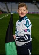 17 March 2018: AIB flagbearer Joe Lyons, age 11, who won an AIB flag bearer competition to wave on Nemo Rangers sat the AIB Senior Football Club Championship Final between Corofin and Nemo Rangers at Croke Park on St. Patrick's Day. For exclusive content and behind the scenes action of the AIB GAA & Camogie Club Championships follow AIB GAA on Facebook, Twitter, Instagram and Snapchat and www.aib.ie/gaa. Photo by Stephen McCarthy/Sportsfile
