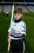 17 March 2018: AIB flagbearer Cathal Burke, age 9, who won an AIB flag bearer competition to wave on Corofin sat the AIB Senior Football Club Championship Final between Corofin and Nemo Rangers at Croke Park on St. Patrick's Day. For exclusive content and behind the scenes action of the AIB GAA & Camogie Club Championships follow AIB GAA on Facebook, Twitter, Instagram and Snapchat and www.aib.ie/gaa. Photo by Stephen McCarthy/Sportsfile