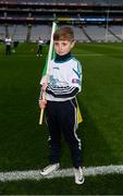17 March 2018: AIB flagbearer Cathal Burke, age 9, who won an AIB flag bearer competition to wave on Corofin sat the AIB Senior Football Club Championship Final between Corofin and Nemo Rangers at Croke Park on St. Patrick's Day. For exclusive content and behind the scenes action of the AIB GAA & Camogie Club Championships follow AIB GAA on Facebook, Twitter, Instagram and Snapchat and www.aib.ie/gaa. Photo by Stephen McCarthy/Sportsfile
