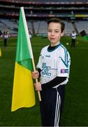 17 March 2018: AIB flagbearer Tommy Dempsey, age 12, who won an AIB flag bearer competition to wave on Corofin sat the AIB Senior Football Club Championship Final between Corofin and Nemo Rangers at Croke Park on St. Patrick's Day. For exclusive content and behind the scenes action of the AIB GAA & Camogie Club Championships follow AIB GAA on Facebook, Twitter, Instagram and Snapchat and www.aib.ie/gaa. Photo by Stephen McCarthy/Sportsfile