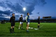 17 March 2018; Kildare captain Eoin Doyle and Kerry captain Fionn Fitzgerald, along with referee David Coldrick and linesman James Bermingham, stand for the playing of the national anthem prior to the Allianz Football League Division 1 Round 6 match between Kerry and Kildare at Austin Stack Park in Tralee, Co Kerry. Photo by Diarmuid Greene/Sportsfile