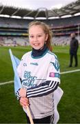 17 March 2018: AIB flagbearer Courtney Keyes, age 11, who won an AIB flag bearer competition to wave on Na Piarsaigh at the AIB Senior Hurling Club Championship Final between Cuala and Na Piarsaigh at Croke Park on St. Patrick's Day. For exclusive content and behind the scenes action of the AIB GAA & Camogie Club Championships follow AIB GAA on Facebook, Twitter, Instagram and Snapchat and www.aib.ie/gaa. Photo by Stephen McCarthy/Sportsfile