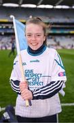 17 March 2018: AIB flagbearer Tara McAuliffe, age 12, who won an AIB flag bearer competition to wave on Na Piarsaigh at the AIB Senior Hurling Club Championship Final between Cuala and Na Piarsaigh at Croke Park on St. Patrick's Day. For exclusive content and behind the scenes action of the AIB GAA & Camogie Club Championships follow AIB GAA on Facebook, Twitter, Instagram and Snapchat and www.aib.ie/gaa. Photo by Stephen McCarthy/Sportsfile