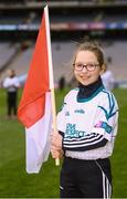 17 March 2018: AIB flagbearer Jean McMahon, age 9, who won an AIB flag bearer competition to wave on Cuala at the AIB Senior Hurling Club Championship Final between Cuala and Na Piarsaigh at Croke Park on St. Patrick's Day. For exclusive content and behind the scenes action of the AIB GAA & Camogie Club Championships follow AIB GAA on Facebook, Twitter, Instagram and Snapchat and www.aib.ie/gaa. Photo by Stephen McCarthy/Sportsfile