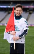 17 March 2018: AIB flagbearer Daniel Doyle, age 9, who won an AIB flag bearer competition to wave on Cuala at the AIB Senior Hurling Club Championship Final between Cuala and Na Piarsaigh at Croke Park on St. Patrick's Day. For exclusive content and behind the scenes action of the AIB GAA & Camogie Club Championships follow AIB GAA on Facebook, Twitter, Instagram and Snapchat and www.aib.ie/gaa. Photo by Stephen McCarthy/Sportsfile