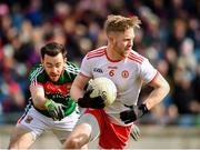 18 March 2018; Frank Burns of Tyrone in action against Kevin McLoughlin of Mayo during the Allianz Football League Division 1 Round 6 match between Mayo and Tyrone at Elverys MacHale Park in Castlebar, Co. Mayo. Photo by Sam Barnes/Sportsfile