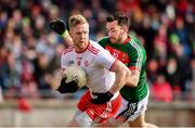 18 March 2018; Frank Burns of Tyrone in action against Kevin McLoughlin of Mayo during the Allianz Football League Division 1 Round 6 match between Mayo and Tyrone at Elverys MacHale Park in Castlebar, Co. Mayo. Photo by Sam Barnes/Sportsfile