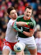 18 March 2018; Cillian O'Connor of Mayo in action against Pádraig Hampsey of Tyrone during the Allianz Football League Division 1 Round 6 match between Mayo and Tyrone at Elverys MacHale Park in Castlebar, Co. Mayo. Photo by Sam Barnes/Sportsfile