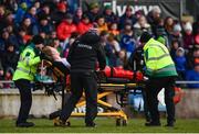 18 March 2018; Hugh Pat McGeary of Tyrone leaves the field on a stretcher during the Allianz Football League Division 1 Round 6 match between Mayo and Tyrone at Elverys MacHale Park in Castlebar, Co. Mayo. Photo by Sam Barnes/Sportsfile