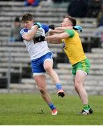 18 March 2018; Darren Hughes of Monaghan in action against Eamonn Doherty of Donegal during the Allianz Football League Division 1 Round 6 match between Monaghan and Donegal at St. Tiernach's Park in Clones, Monaghan. Photo by Oliver McVeigh/Sportsfile