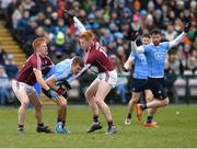 18 March 2018; Adrian Varley, left, and Peter Cooke of Galway in action against Michael Fitzsimons of Dublin during the Allianz Football League Division 1 Round 6 match between Galway and Dublin at Pearse Stadium, in Galway. Photo by Ray Ryan/Sportsfile