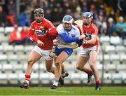 18 March 2018; Tom Devine of Waterford in action against Colm Spillane, left, and Sean O'Donoghue of Cork during the Allianz Hurling League Division 1 Relegation Play-Off match between Waterford and Cork at Páirc Uí Rinn in Cork. Photo by Eóin Noonan/Sportsfile
