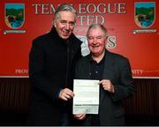 18 March 2018;  FAI Chief Executive John Delaney with Chairman Albert Johnston on his visit to Templeogue United, in Dublin, to present the club with a development grant. Photo by Stephen McCarthy/Sportsfile