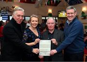 18 March 2018;  FAI Chief Executive John Delaney with Chairman Albert Johnston and local councillors Pamela Kearns and Paul Foley, right, on his visit to Templeogue United, in Dublin, to present the club with a development grant. Photo by Stephen McCarthy/Sportsfile