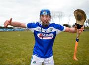 18 March 2018; Padraig Lawlor of Laois celebrates following the Allianz Hurling League Division 1B Relegation Play-Off match between Antrim and Laois at Pearse Park in Dunloy, Co Antrim. Photo by Mark Marlow/Sportsfile