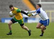 18 March 2018; Jamie Brennan of Donegal in action against Ryan Wylie of Monaghan during the Allianz Football League Division 1 Round 6 match between Monaghan and Donegal at St. Tiernach's Park in Clones, Monaghan. Photo by Oliver McVeigh/Sportsfile