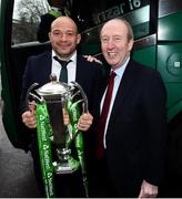 18 March 2018; Ireland captain Rory Best is greeted by Minister for Transport, Tourism and Sport, Shane Ross, T.D. during the Ireland Rugby homecoming at the Shelbourne Hotel in Dublin. Photo by David Fitzgerald/Sportsfile