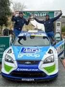 18 March 2018; Donagh Kelly and Conor Foley, in a Ford Focus WRC, celebrate after winning the 2018 Quality Hotel Clonakilty during Day Two of the 2018 Quality Hotel Clonakilty West Cork Rally (International), round one of the Irish Tarmac rally championship, in Clonakilty, West Cork. Photo by Philip Fitzpatrick/Sportsfile