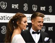 18 March 2018; Intermediate Player of the Year nominee Aidan Roche, right, and Dani Hammond during the 3 FAI International Awards at RTE Studios in Donnybrook, Dublin. Photo by Stephen McCarthy/Sportsfile