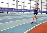 18 March 2018; Cian McPhillips from Longford AC, on his way to winning the Boys U17 1500m event, during the Irish Life Health National Juvenile Indoor Championships day 2 at Athlone IT in Athlone, Co Westmeath. Photo by Tomás Greally/Sportsfile