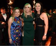 18 March 2018; Republic of Ireland women's footballers, from left, Harriet Scott, Stephanie Roche and Megan Campbell during the 3 FAI International Awards at RTE Studios in Donnybrook, Dublin. Photo by Stephen McCarthy/Sportsfile
