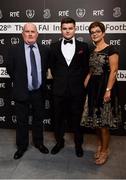 18 March 2018; Colleges & Universities International Player of the Year nominee Daire O'Connor with Pat and Eileen O'Connor during the 3 FAI International Awards at RTE Studios in Donnybrook, Dublin. Photo by Seb Daly/Sportsfile