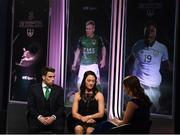18 March 2018; Republic of Ireland women's footballer Megan Campbell, right, and Republic of Ireland international Seamus Coleman during the 3 FAI International Awards at RTE Studios in Donnybrook, Dublin. Photo by Stephen McCarthy/Sportsfile