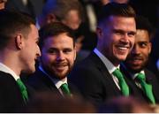 18 March 2018; Republic of Ireland international players Alan Judge, left, and Kevin Long during the 3 FAI International Awards at RTE Studios in Donnybrook, Dublin. Photo by Stephen McCarthy/Sportsfile