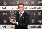 18 March 2018; International Goal of the Year award winner James McClean during the 3 FAI International Awards at RTE Studios in Donnybrook, Dublin. Photo by Seb Daly/Sportsfile